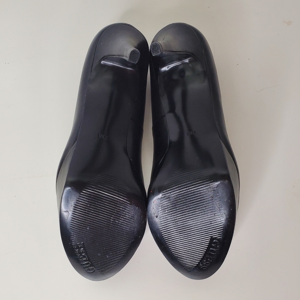 GUESS Black Leather Platform Pump Heels Lock Sz 7 - Picture 7 of 13